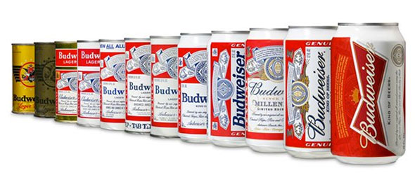 Evolução das latas de Budweiser
