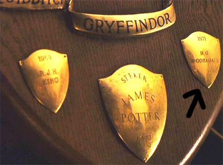 nome de McGonagall aparece no troféu de Quadribol