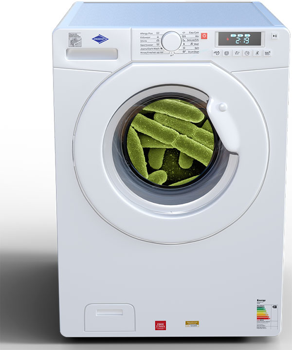 Maquina de lavar com bacteria