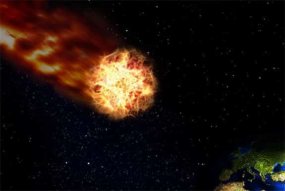asteroide vindo em direção a Terra, Ilustração