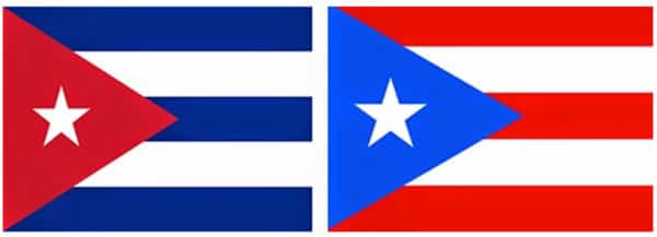 Bandeira de Cuba e a Bandeira de Porto Rico