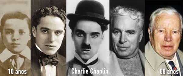 Charlie Chaplin com 10 anos até 88 anos