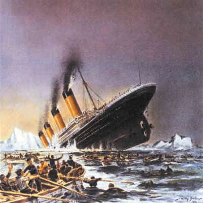 Titanic afundando, ilustracao